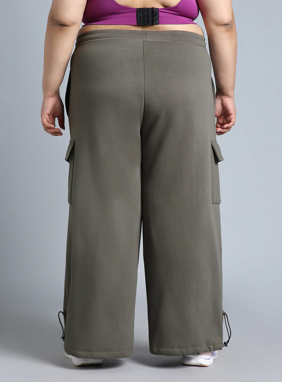 Women's Grey Plus Size Utility Joggers - Image 6