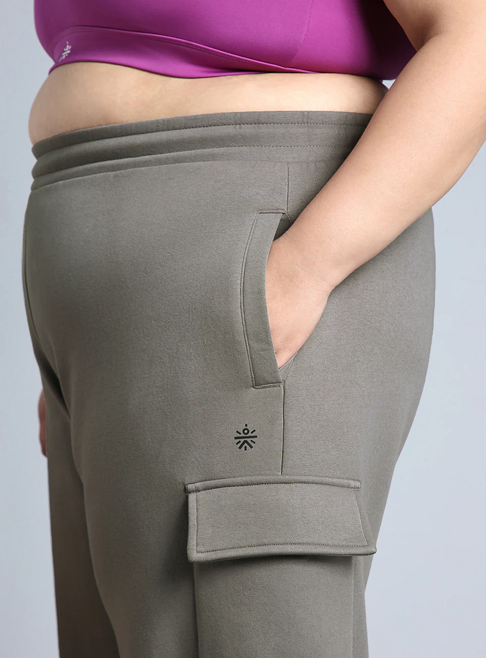 Women's Grey Plus Size Utility Joggers - Image 7