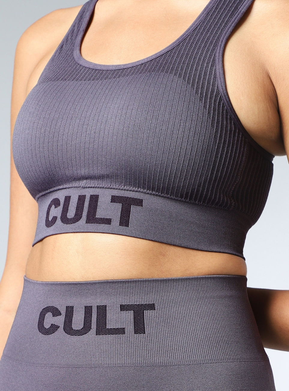 Women's Grey Powerflow Medium Support Seamless Bra - Image 8