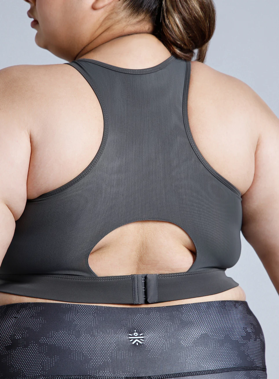 Women's Grey Racerback with Hook High Support Plus Size Sports Bra - Image 8