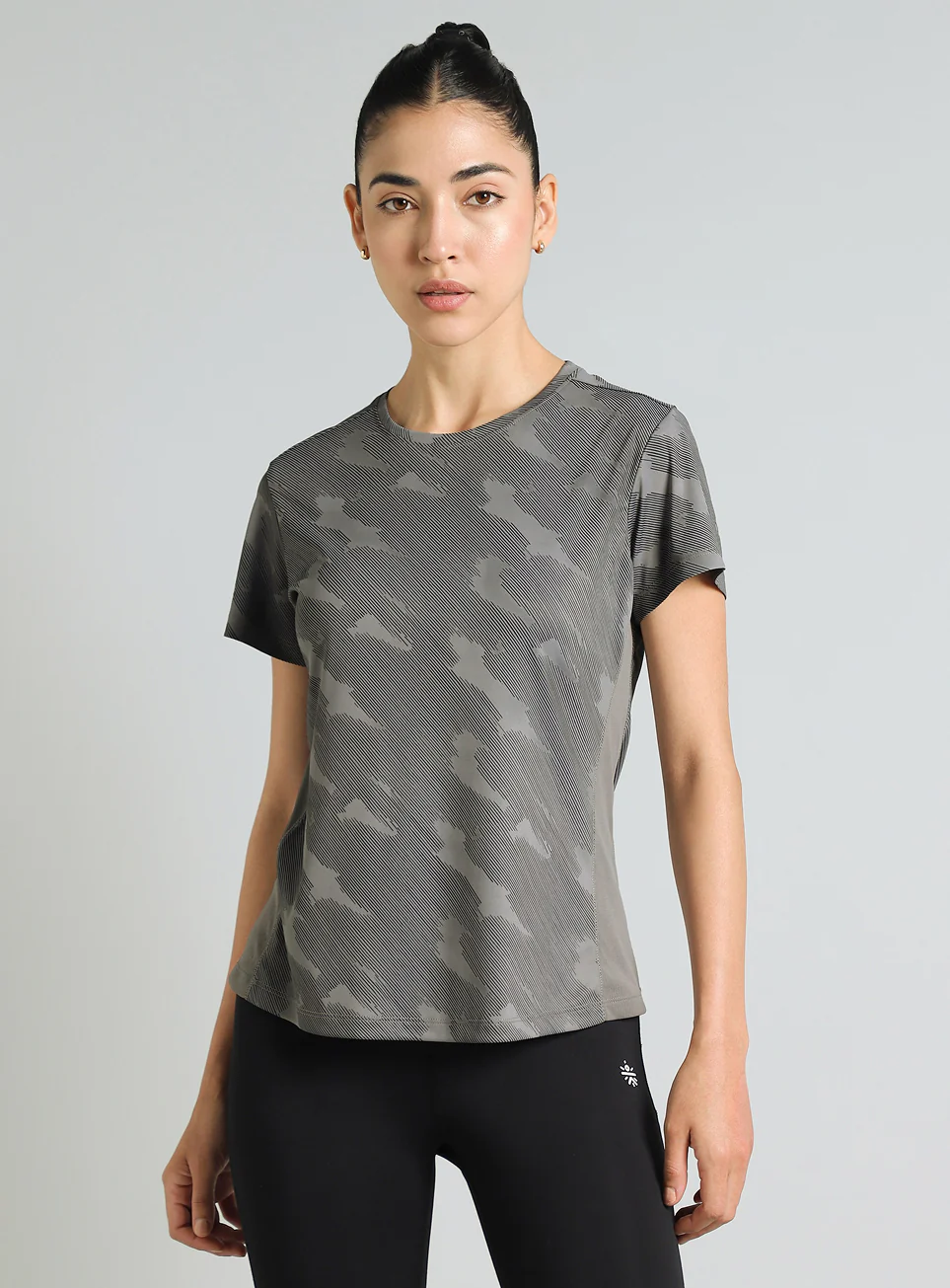 Women's Grey Urban Camo Running T-shirt - Image 4