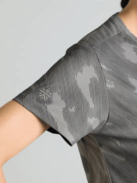 Women's Grey Urban Camo Running T-shirt - Image 7