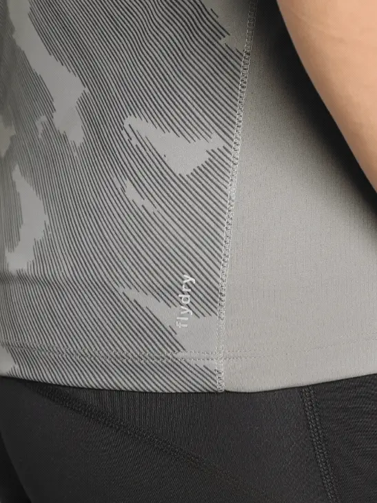 Women's Grey Urban Camo Running T-shirt - Image 9