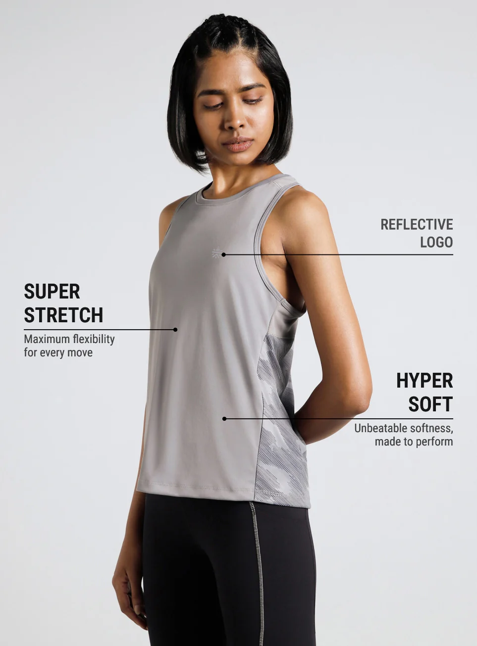 Women's Grey Urban Camo Running Tank Top - Image 5