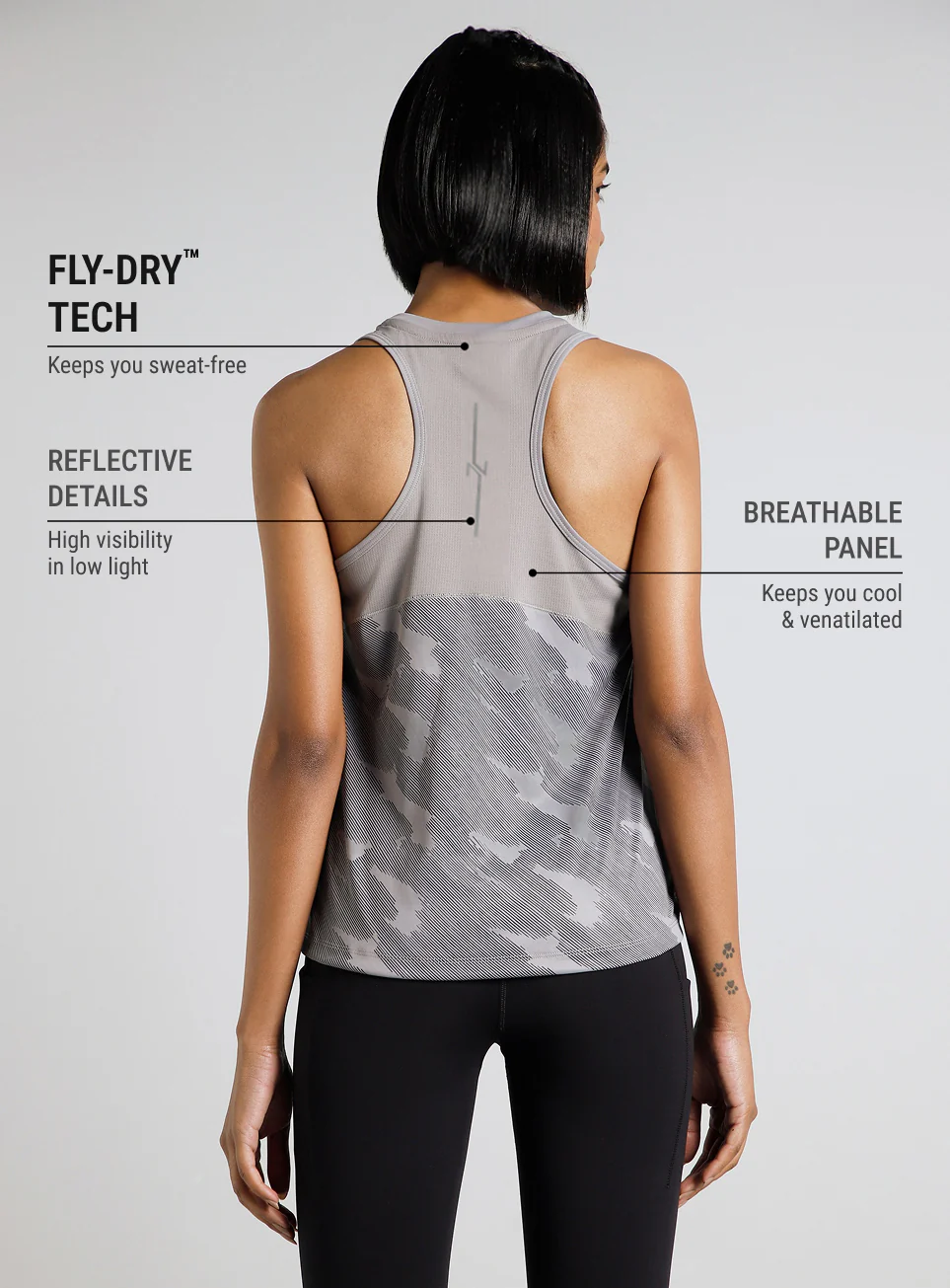 Women's Grey Urban Camo Running Tank Top - Image 6