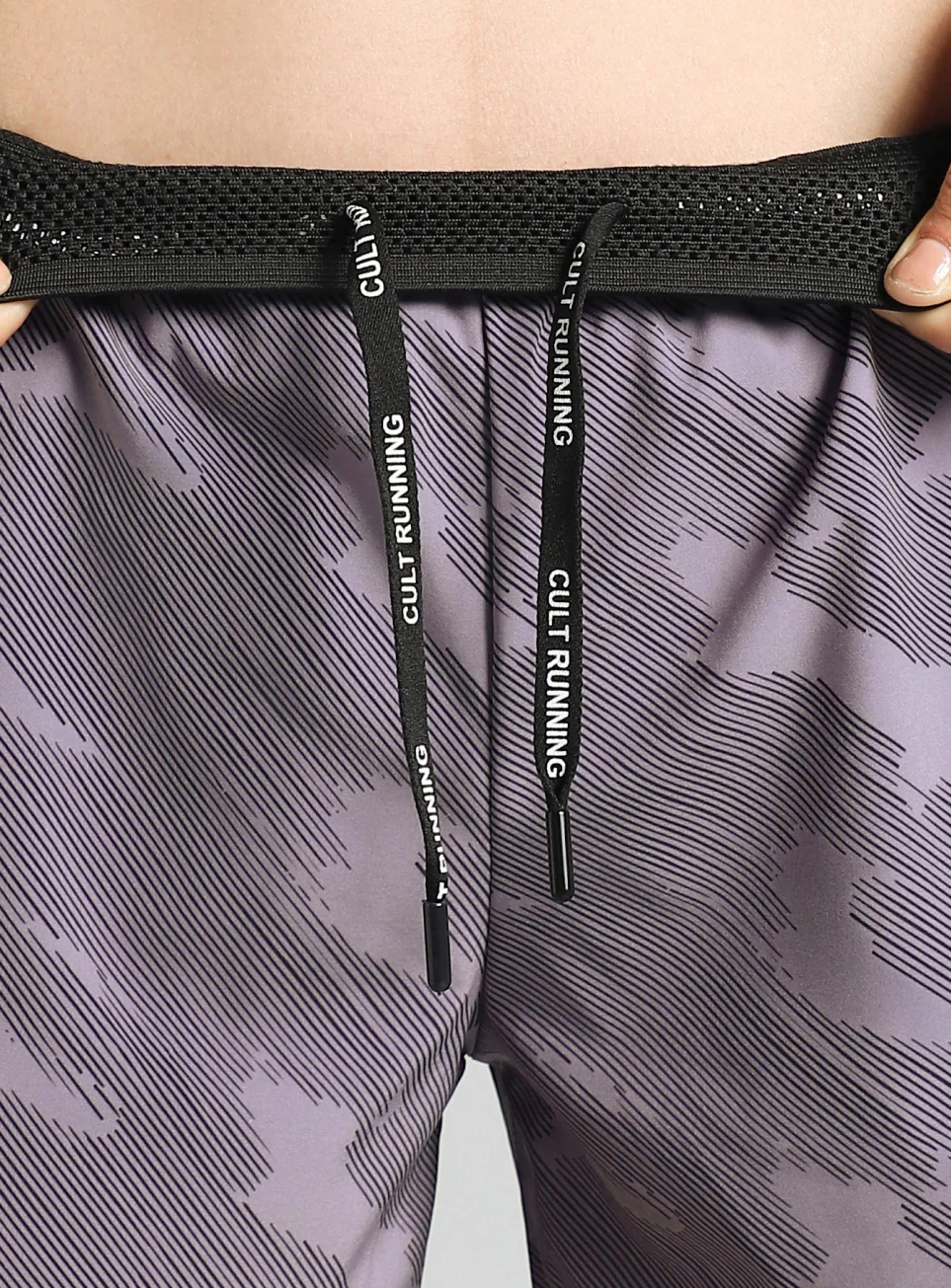 Women's Grey Urban Camo Shorts with Inbuilt Tights - Image 11