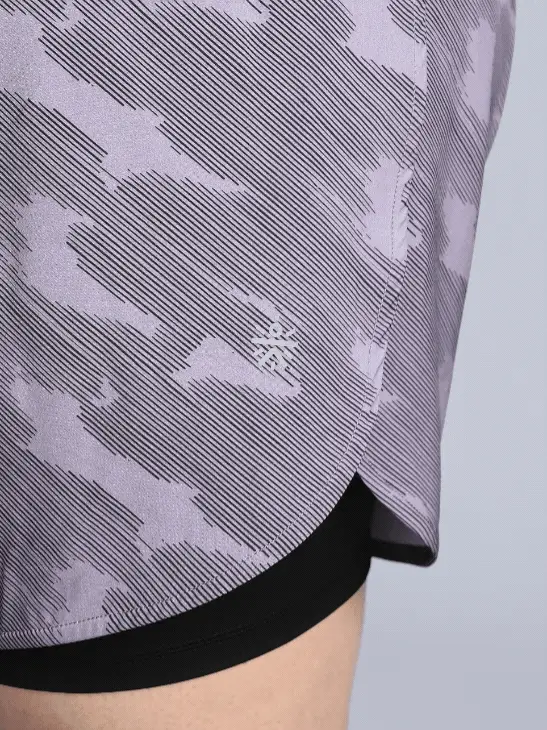 Women's Grey Urban Camo Shorts with Inner Tight Plus Size Shorts - Image 8