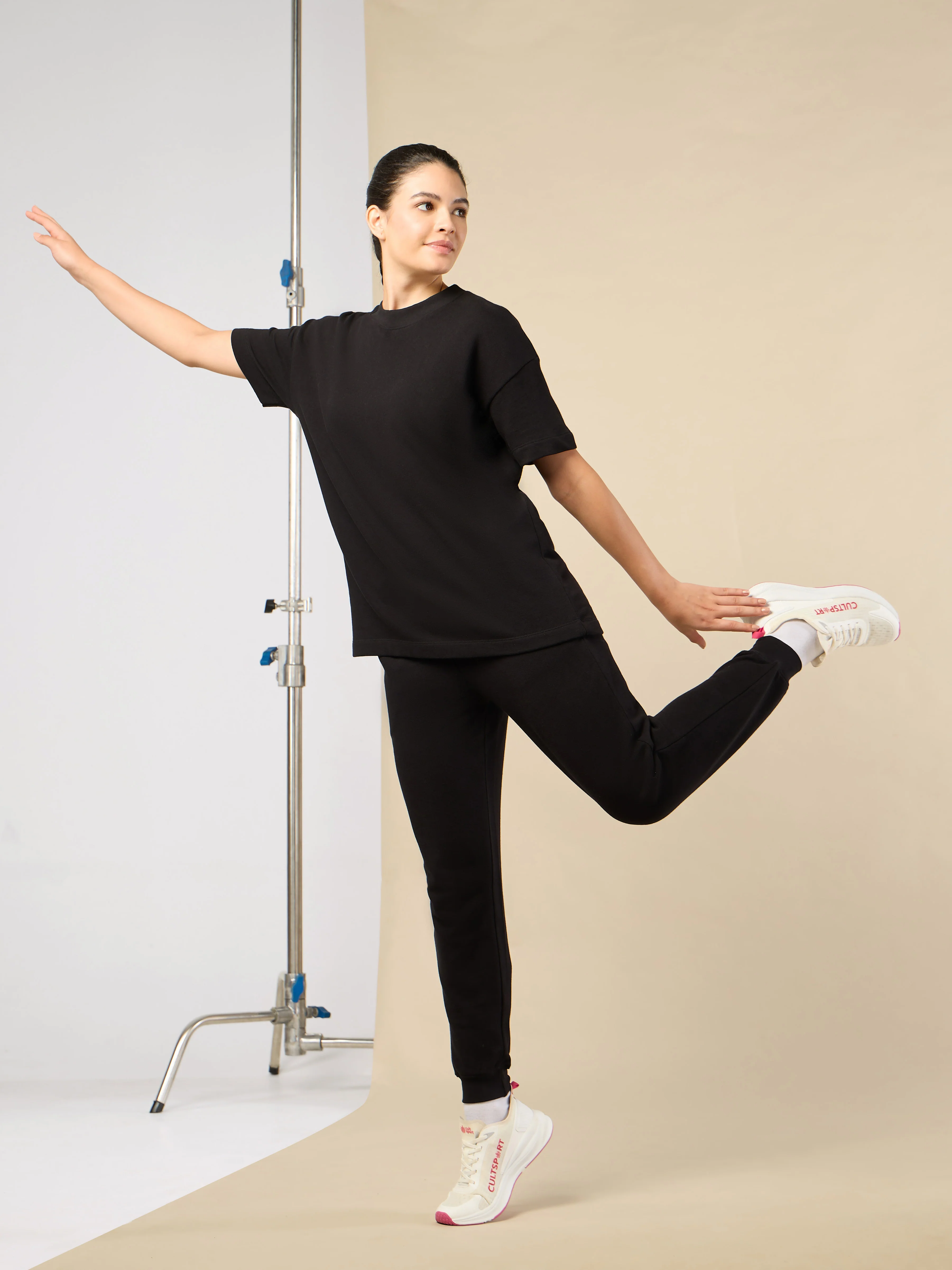 Women's Lifestyle Cotton Black Co-ord Set - Image 2