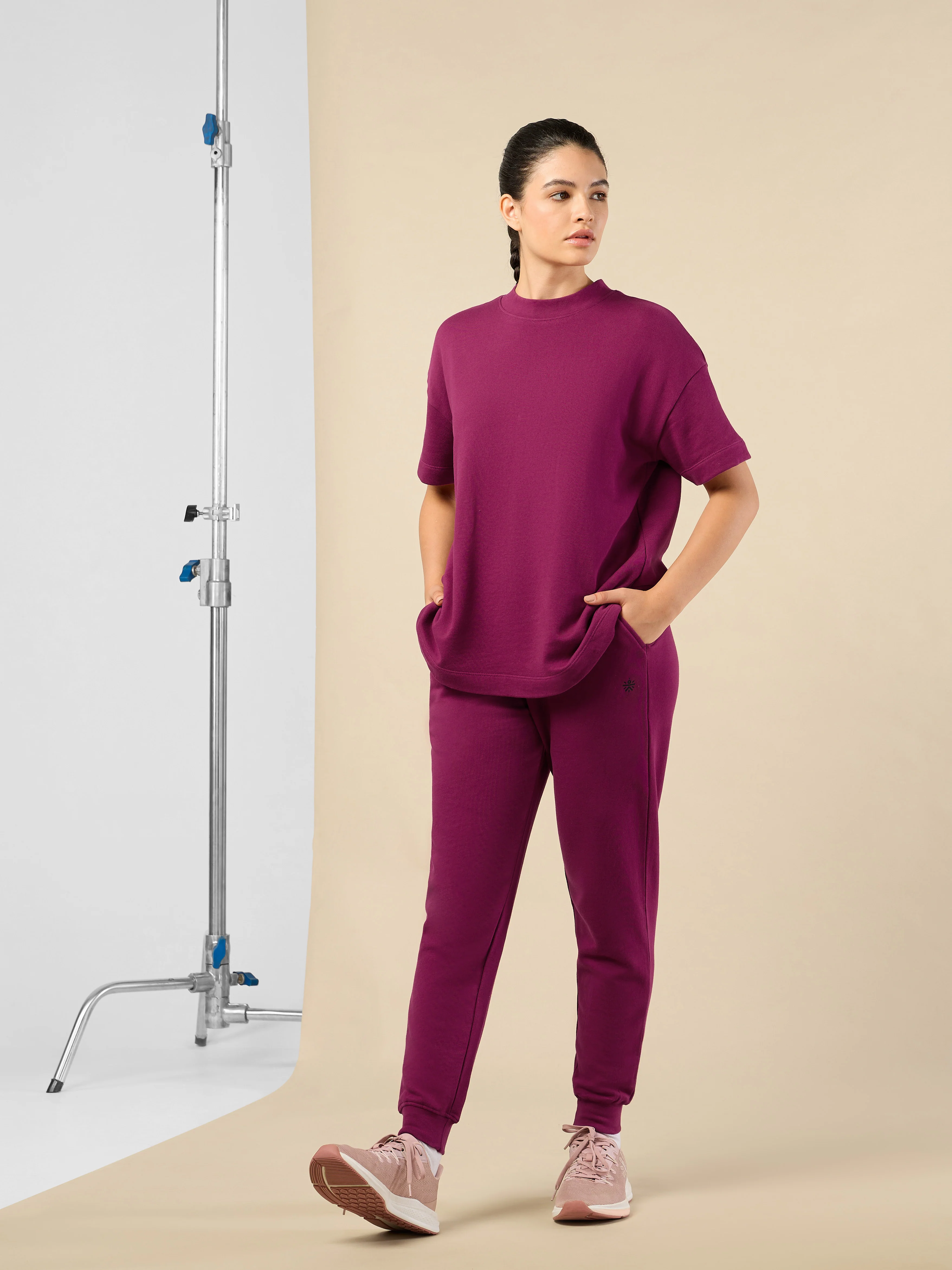 Women's Lifestyle Cotton Magenta Co-ord Set - Image 2