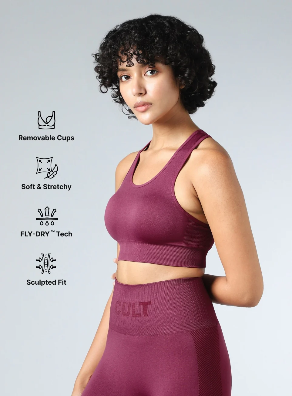 Women's Maroon Motion Flow Medium Support Seamless Bra - Image 5