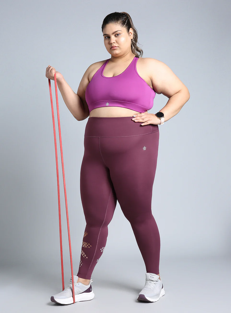 Women's Maroon Plus Size Graphic Branded COMFlex Training Tights - Image 3