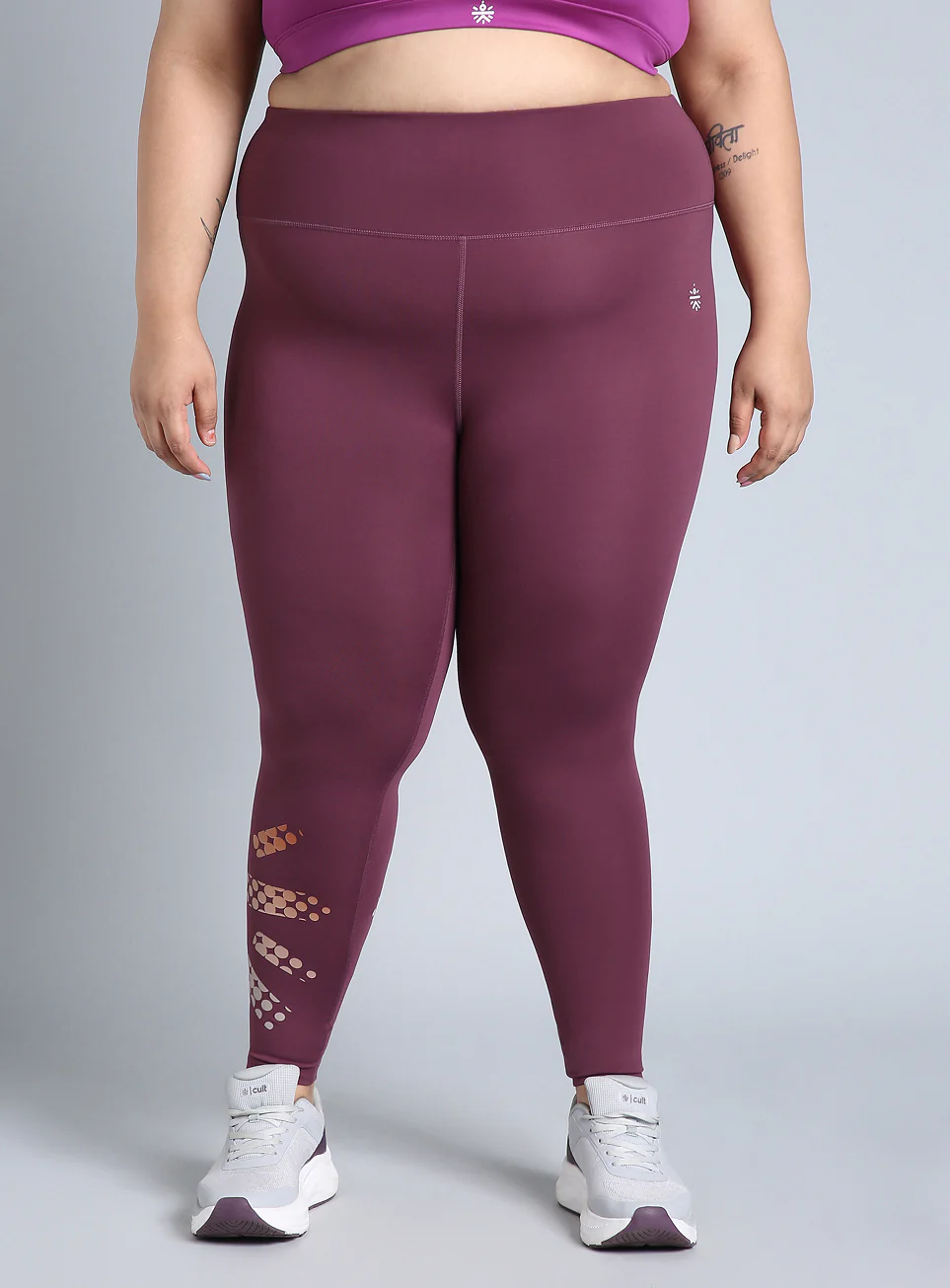 Women's Maroon Plus Size Graphic Branded COMFlex Training Tights - Image 4