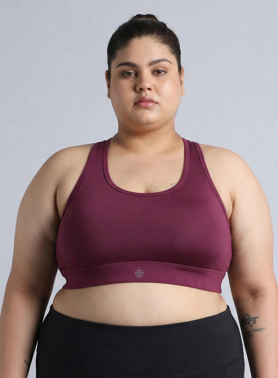 Women's Maroon Racer Back Hook Running High Support Plus Size Sports Bra - Image 4