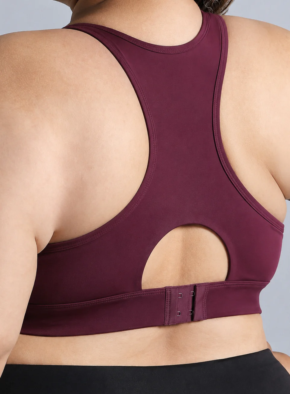 Women's Maroon Racer Back Hook Running High Support Plus Size Sports Bra - Image 8