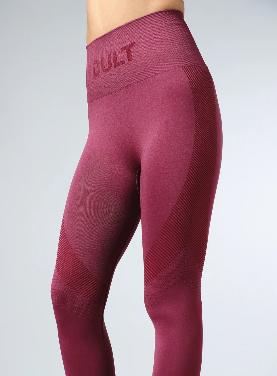 Women's Maroon Sculpt Seamless Tights - Image 7