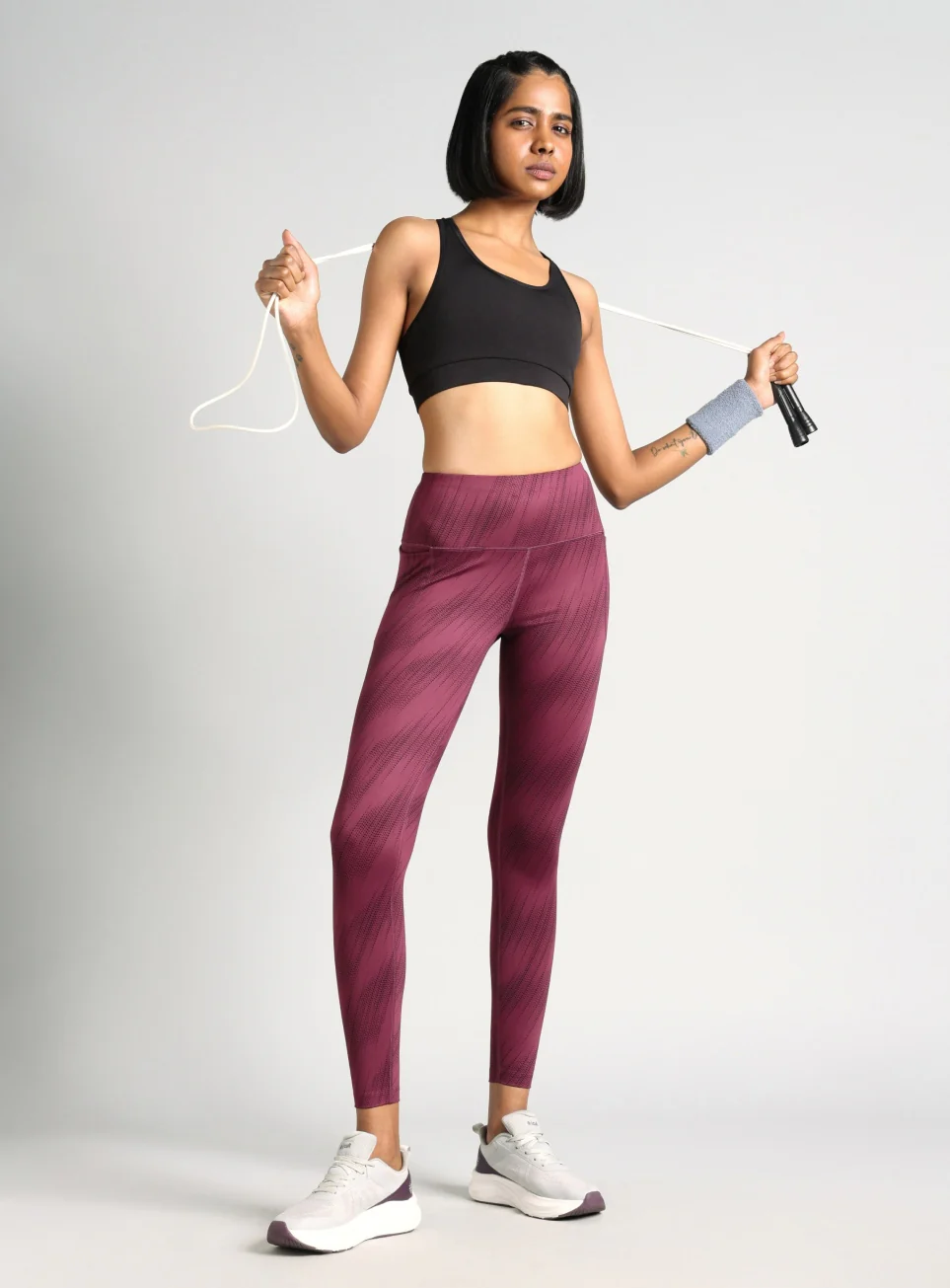 Women's Maroon Train All Day Printed COMflex Tights - Image 3