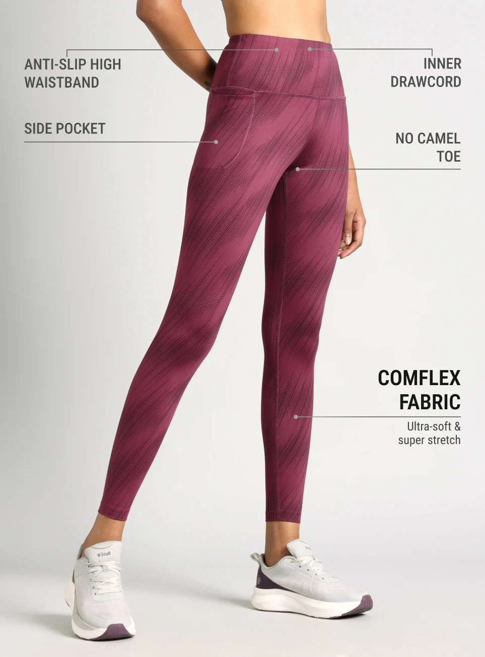 Women's Maroon Train All Day Printed COMflex Tights - Image 5