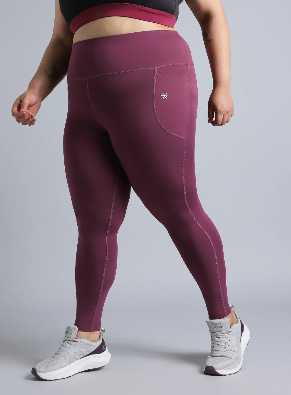 Women's Maroon Training Essential Plus Size Tights