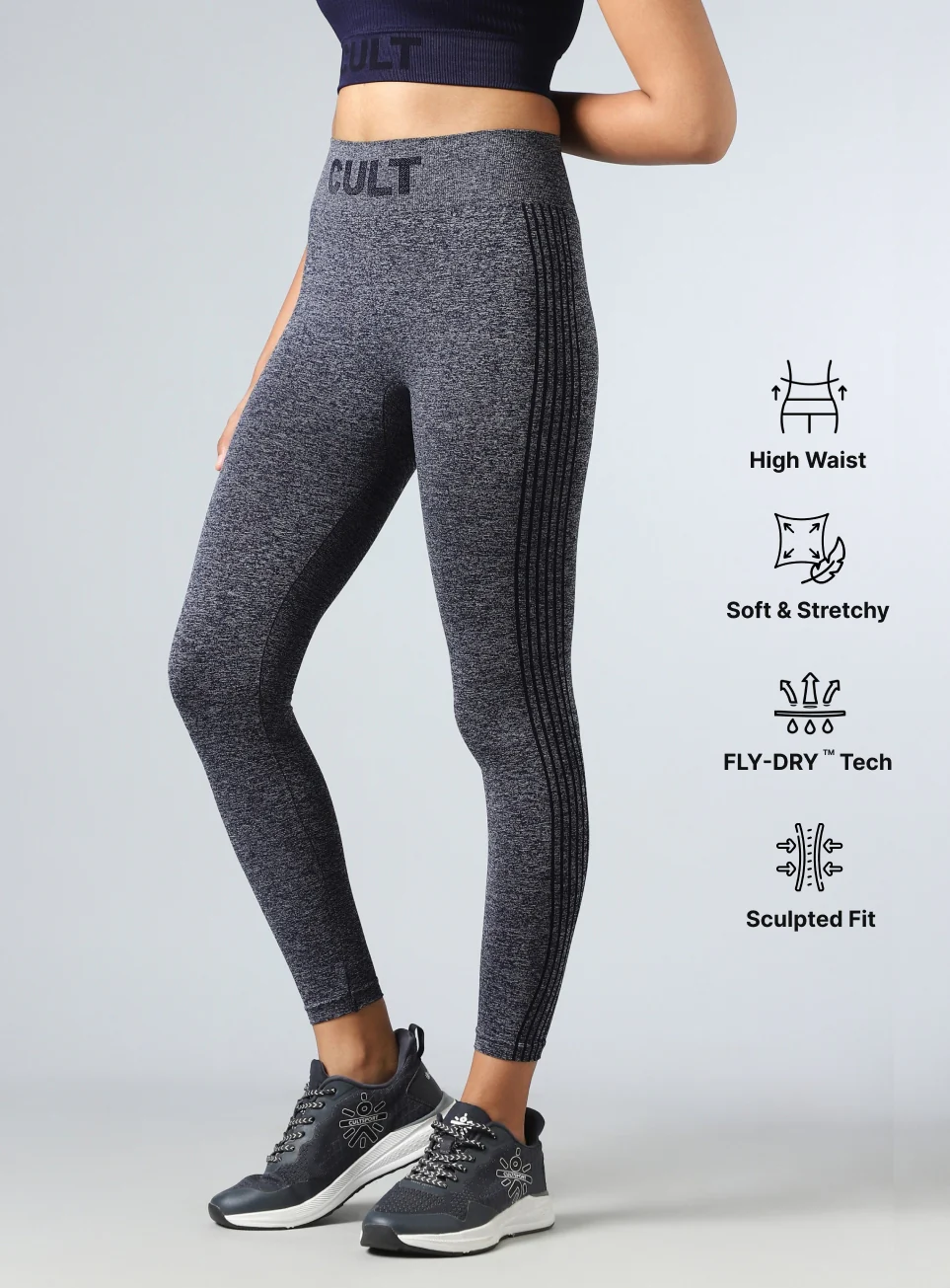 Women's Navy Momentum Seamless Tights - Image 5