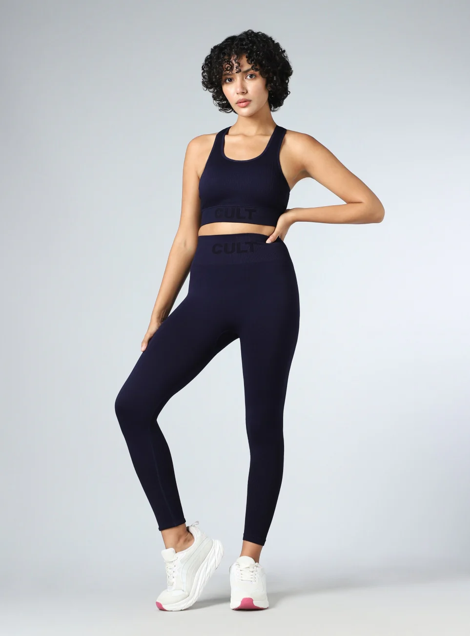 Women's Navy Powerflow Medium Support Seamless Bra - Image 2