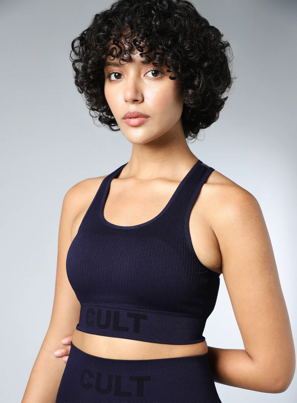 Women's Navy Powerflow Medium Support Seamless Bra - Image 7