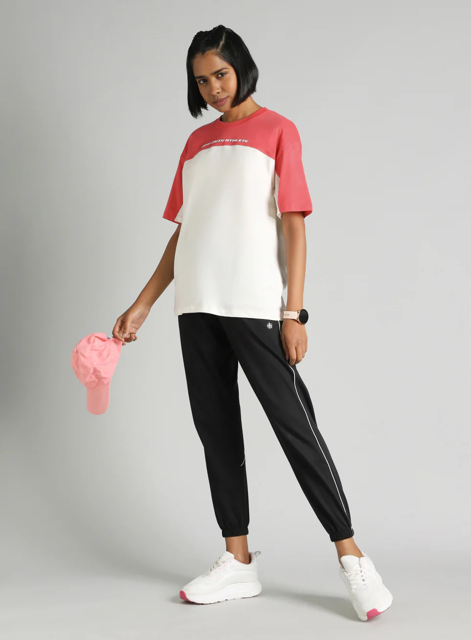 Women's Off White Offbeat Colorblock Oversized Fit T-Shirt - Image 2