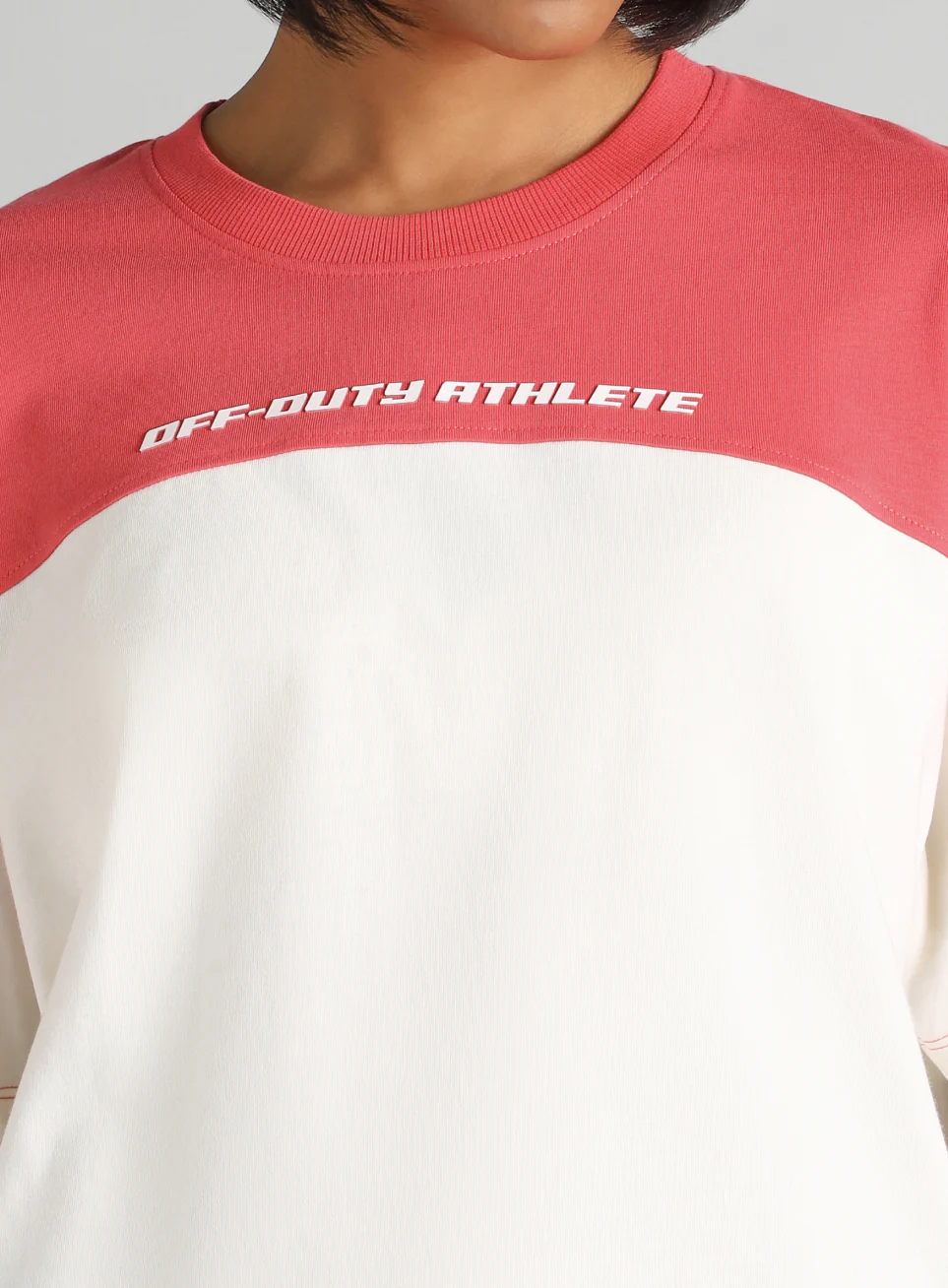 Women's Off White Offbeat Colorblock Oversized Fit T-Shirt - Image 7
