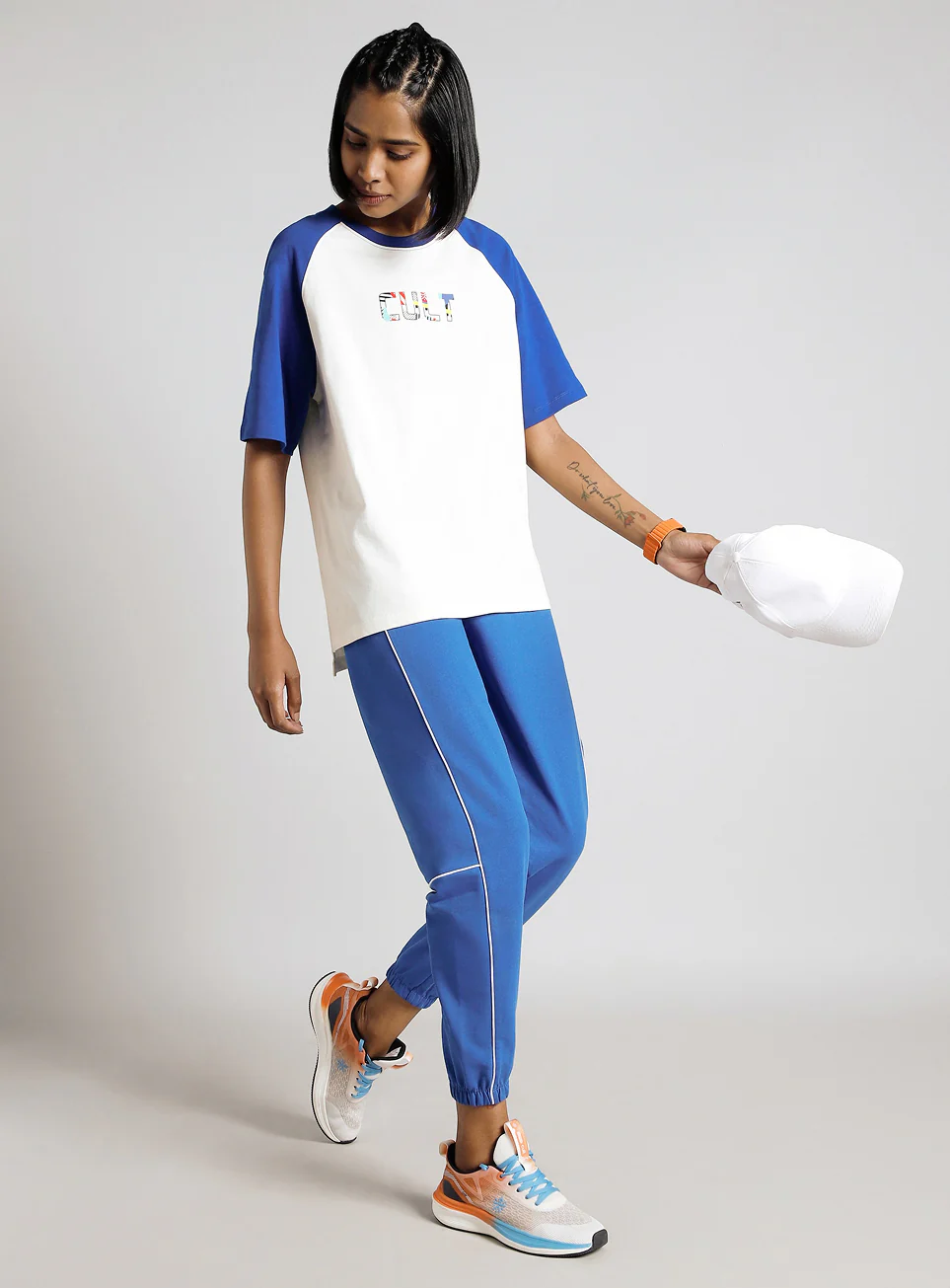 Women's Off White Retro Block Graphic Oversized T-shirt - Image 2