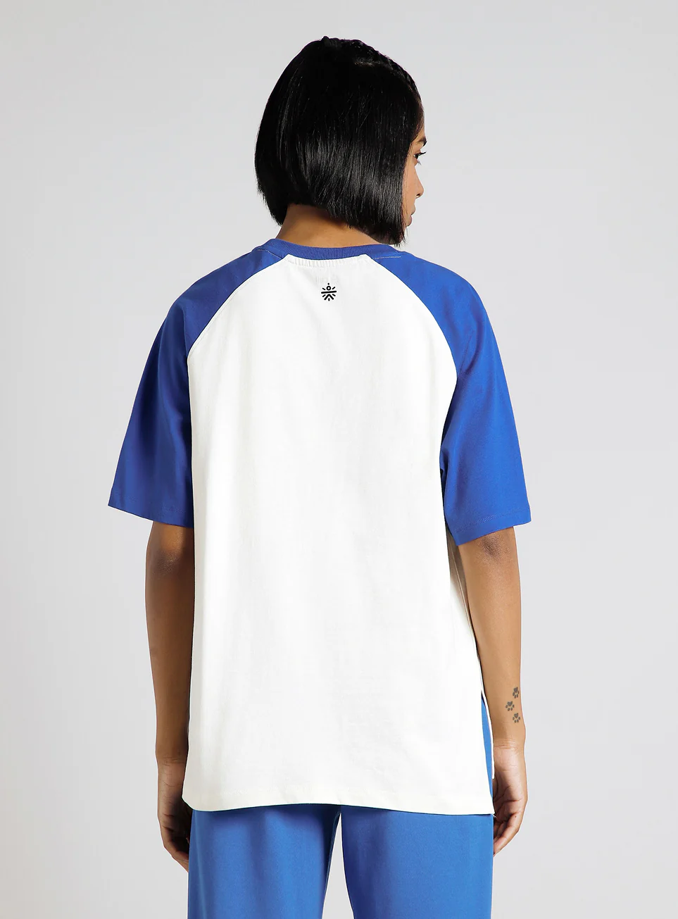 Women's Off White Retro Block Graphic Oversized T-shirt - Image 6