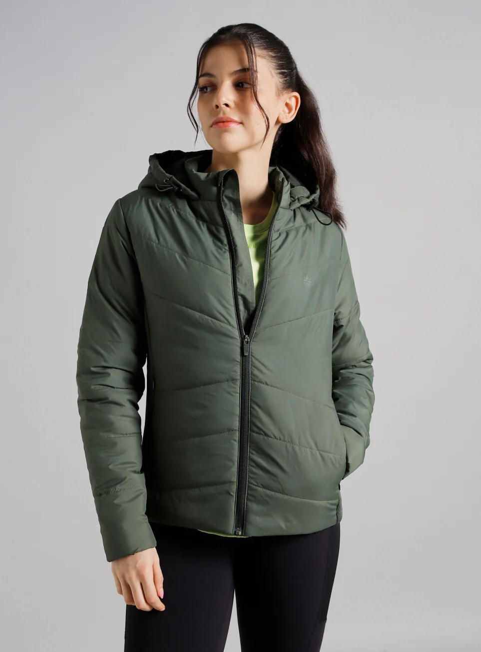 Women's Olive Puffer Jacket