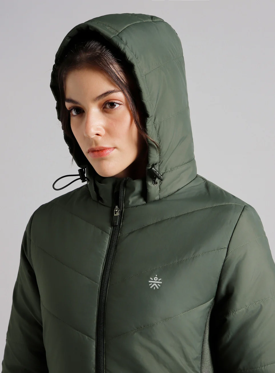 Women's Olive Puffer Jacket - Image 10