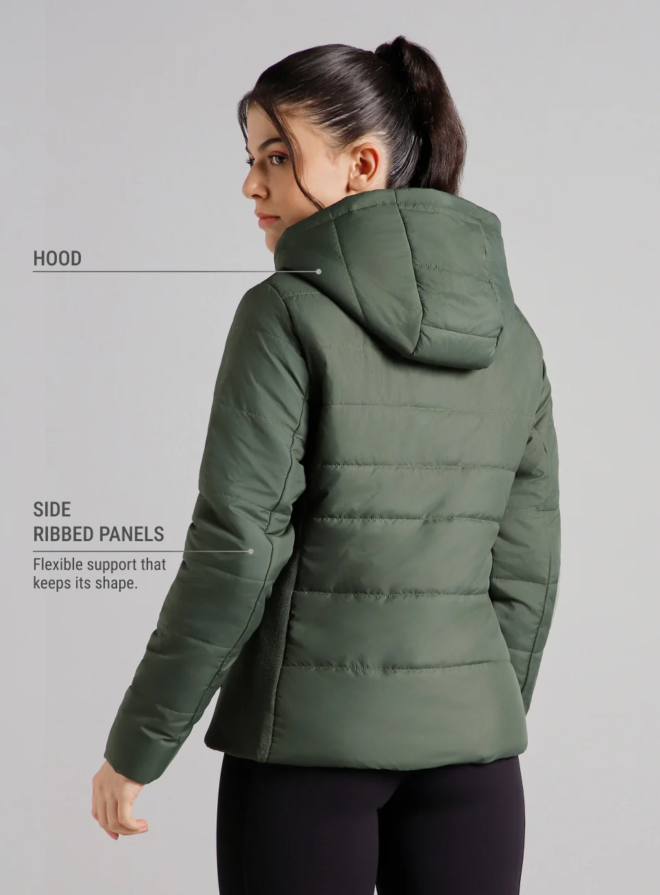 Women's Olive Puffer Jacket - Image 6
