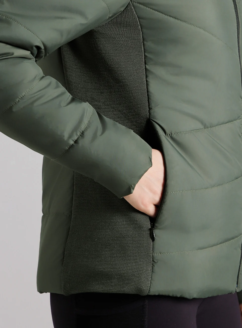 Women's Olive Puffer Jacket - Image 7