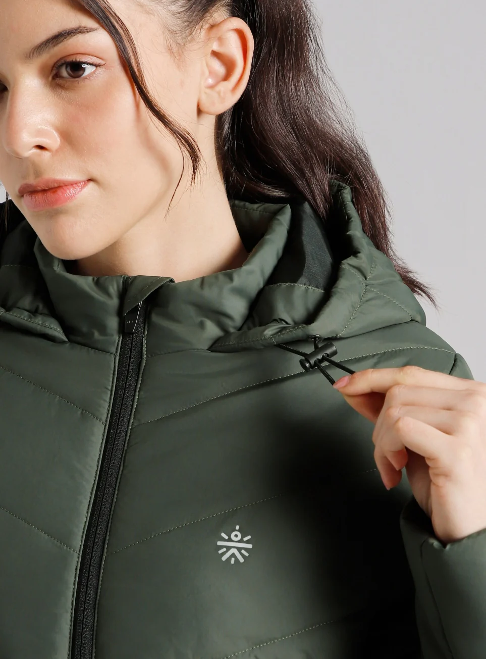 Women's Olive Puffer Jacket - Image 9