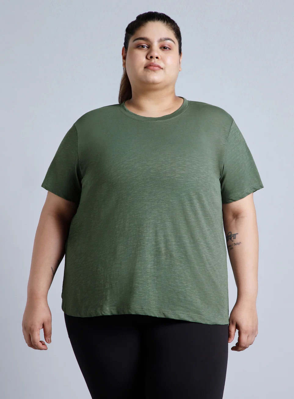 Women's Olive Yoga Flow Plus Size T-shirt - Image 4