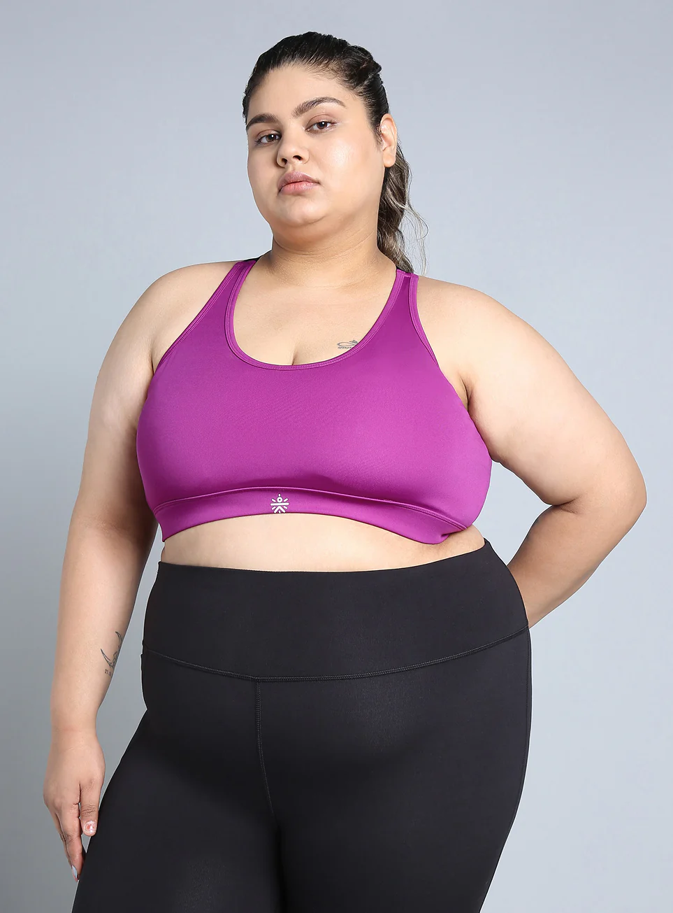 Women's Pink Adjustable Strap Training High Support Plus Size Sports Bra