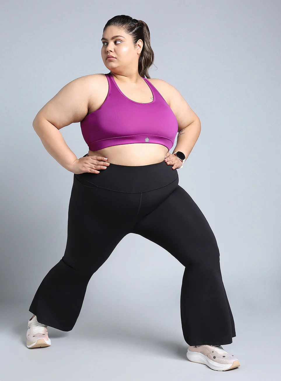 Women's Pink Adjustable Strap Training High Support Plus Size Sports Bra - Image 2
