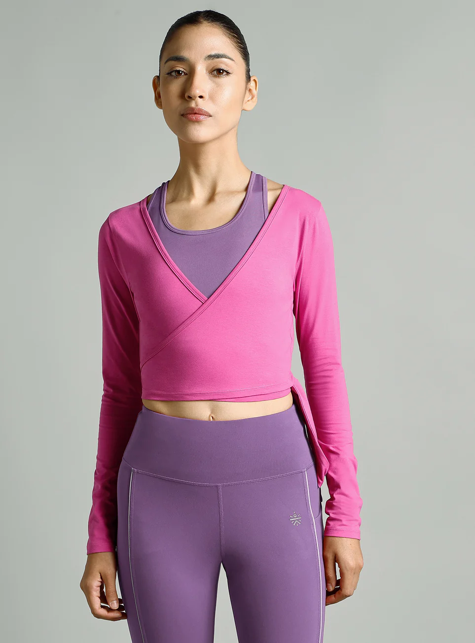 Women's Pink Back Wrap Around Flow Yoga Tank - Image 4
