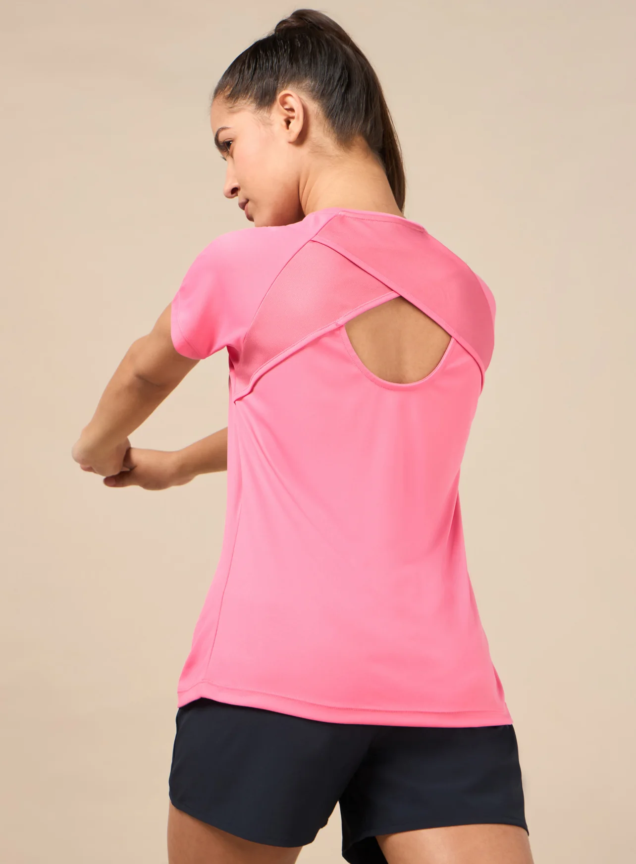 Women's Pink Cross Over Performance T-shirt