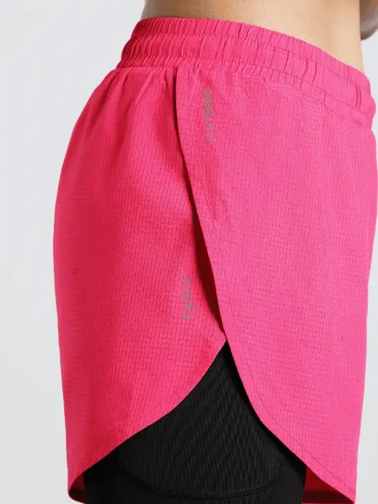 Women's Pink CULT ZERO Ultra Marathon Shorts with In-Built Tights - Image 9