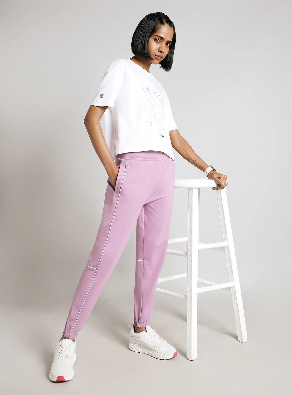 Women's Pink Panel Highlight Joggers - Image 3