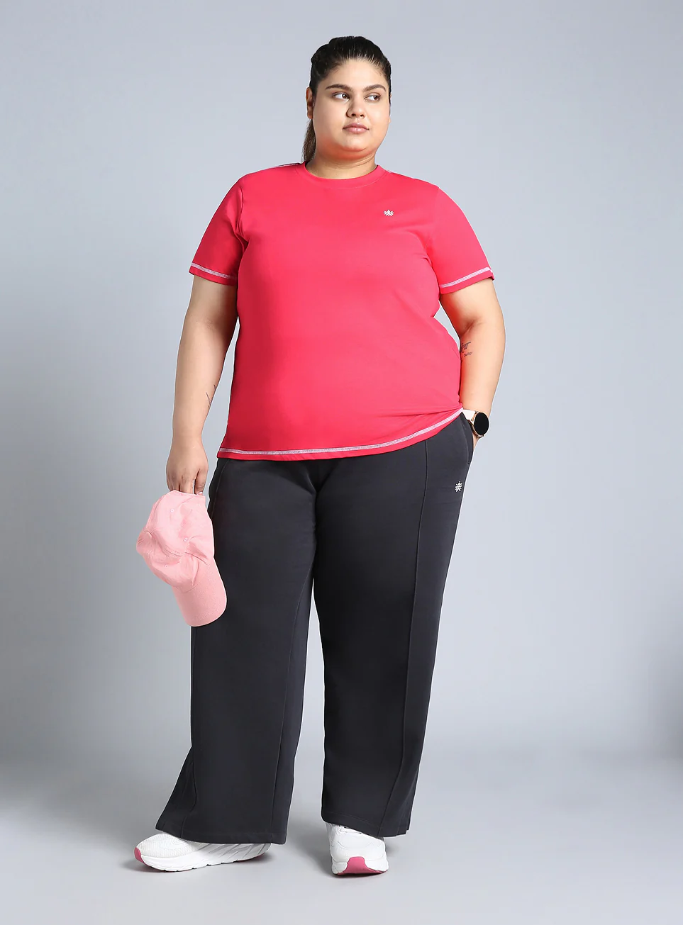 Women's Pink Plus Size Back Vent Athleisure Tee - Image 2