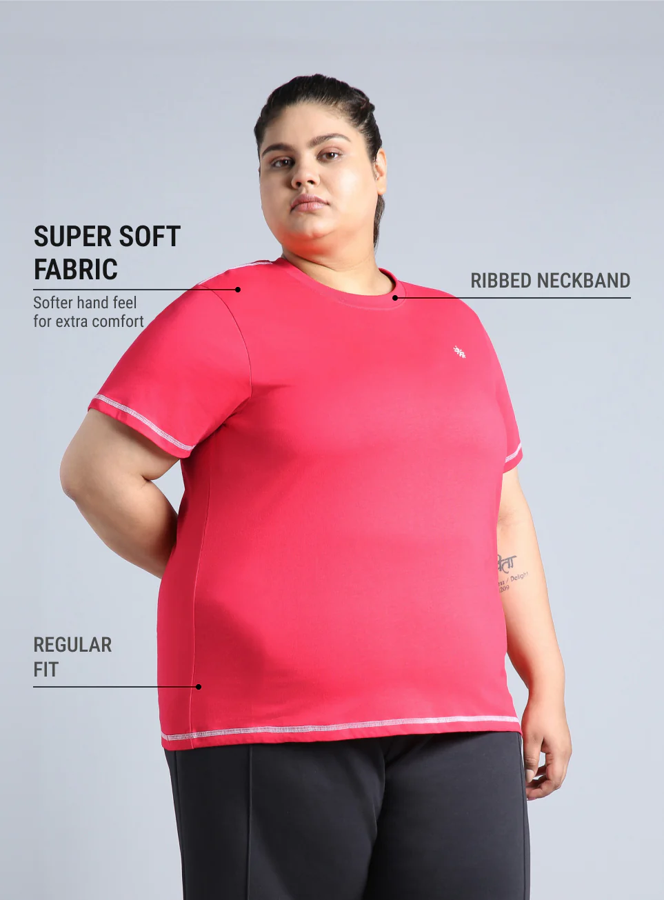Women's Pink Plus Size Back Vent Athleisure Tee - Image 5