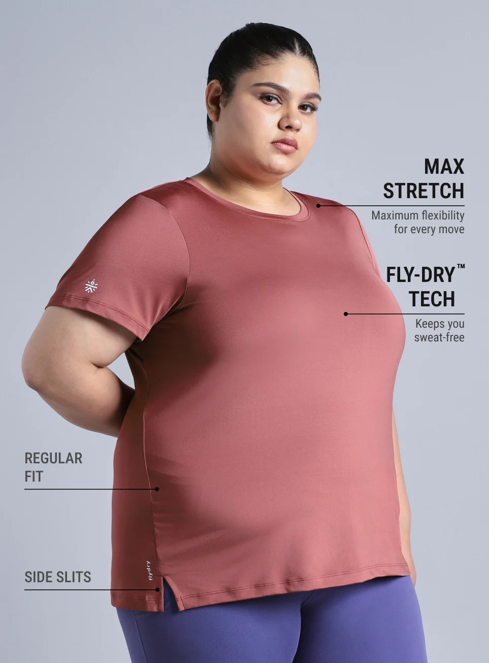 Women's Pink Plus Size Back Vent Training Tee - Image 5