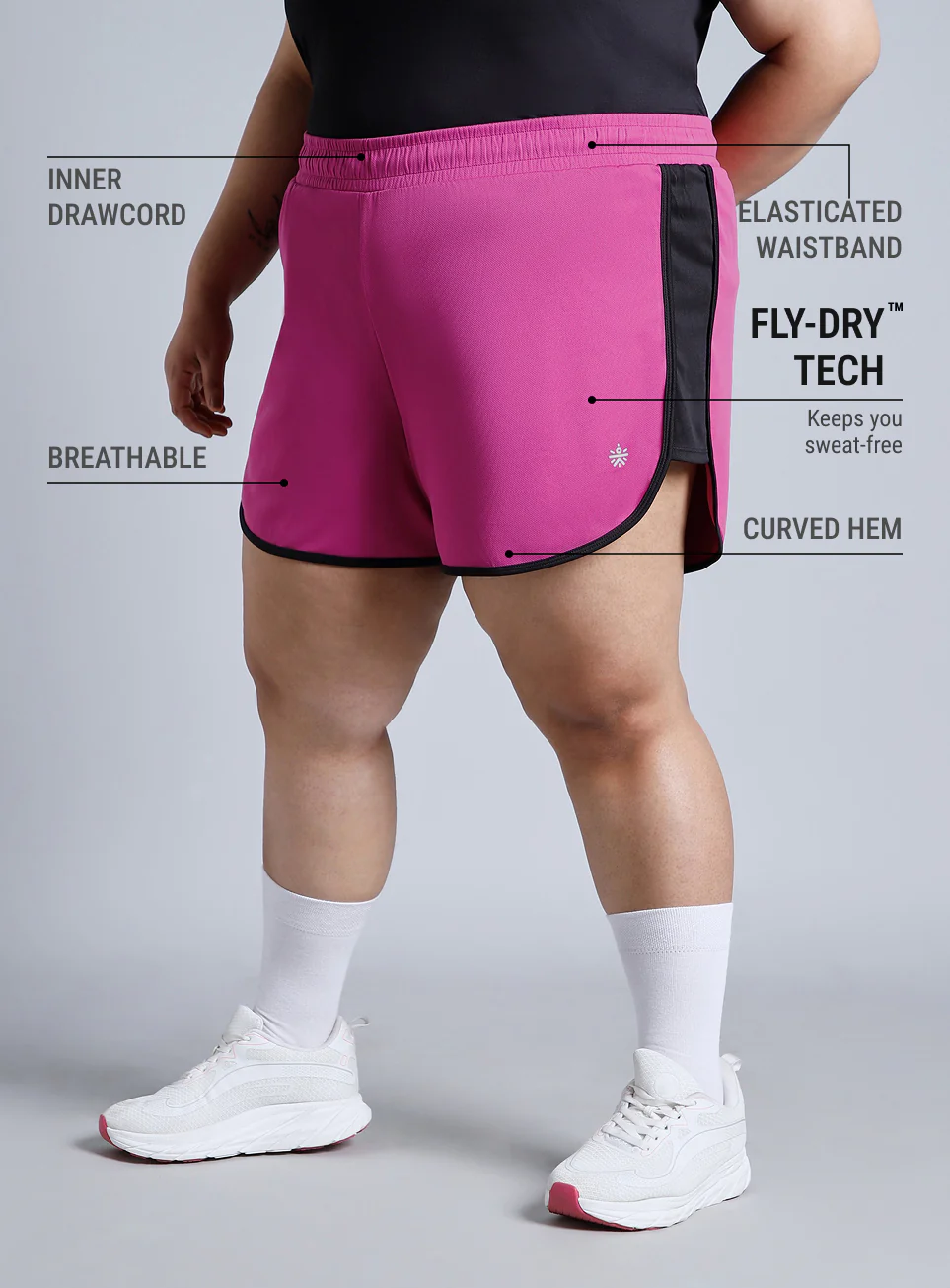 Women's Pink Power Active Plus Size Shorts - Image 5