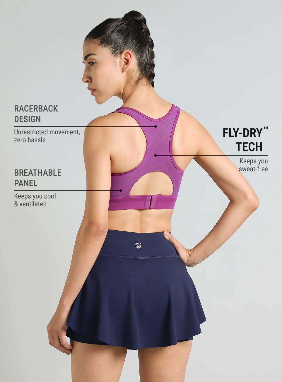 Women's Pink Racer Back with Hook High Support Running Bra - Image 6