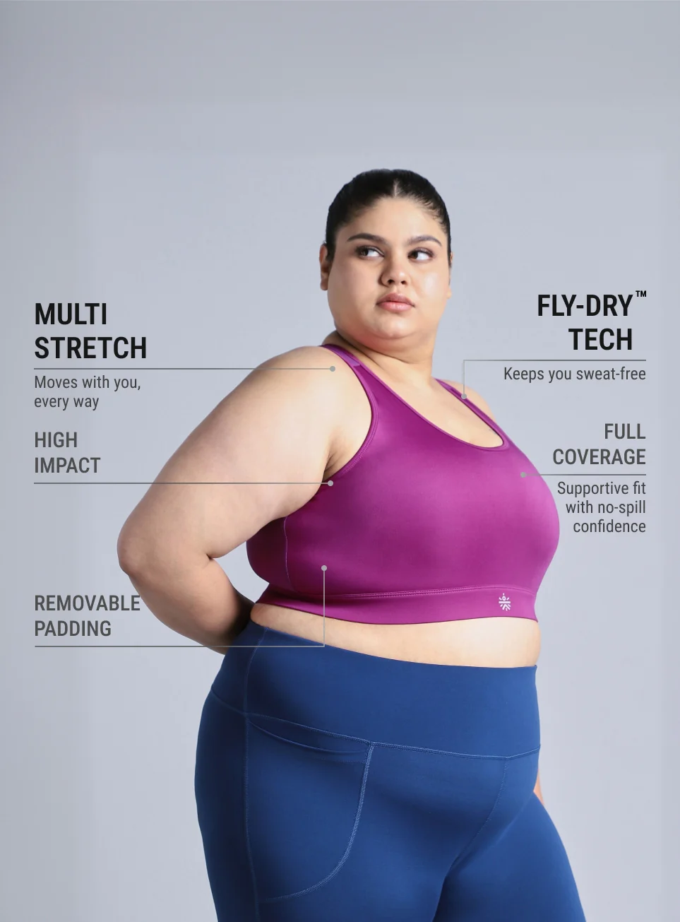 Women's Pink Racerback with Hook High Support Plus Size Sports Bra - Image 5