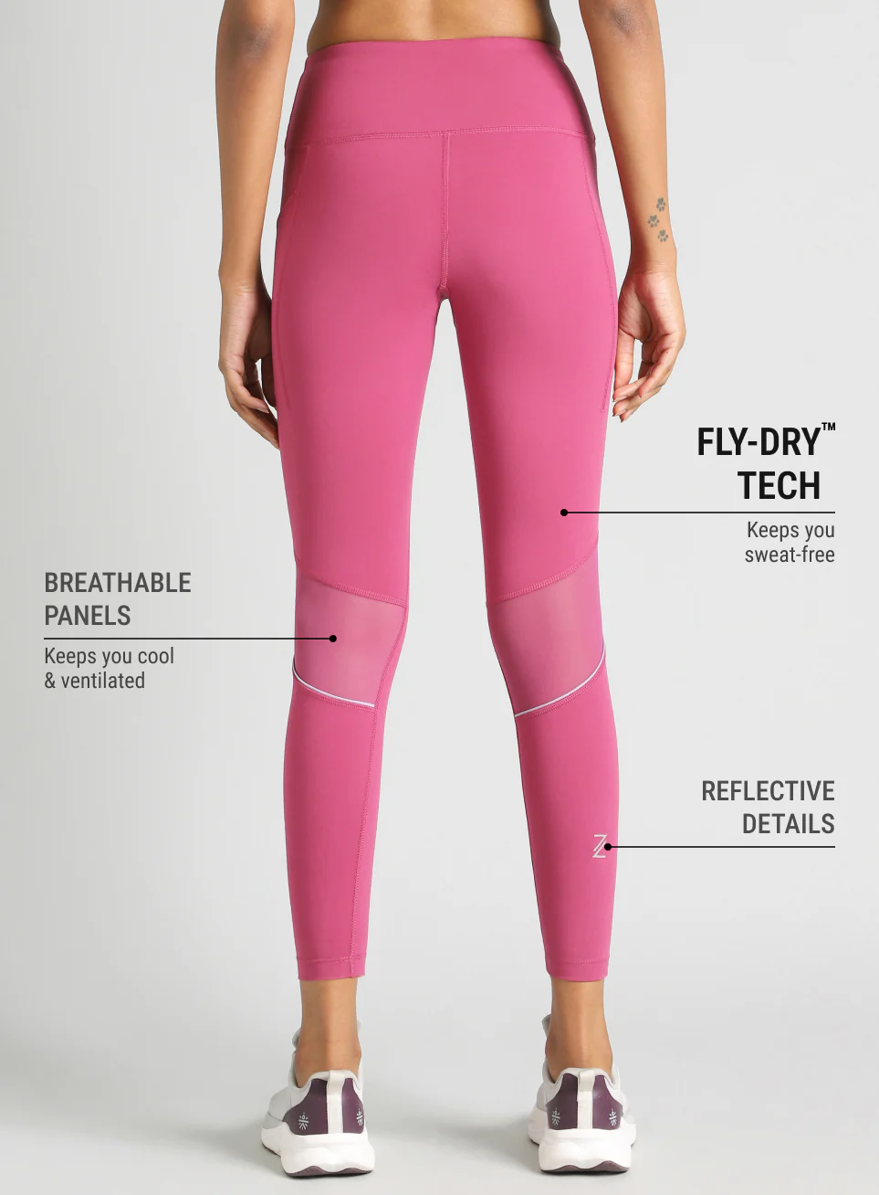 Women's Pink Run All Day COMFlex Tights - Image 6
