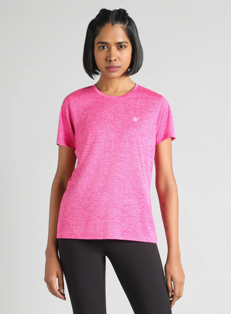 Women's Pink Textured Active T-Shirt - Image 4