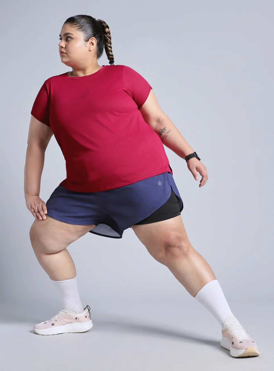 Women's Pink Training Essential Plus Size Regular Fit T-shirt - Image 2